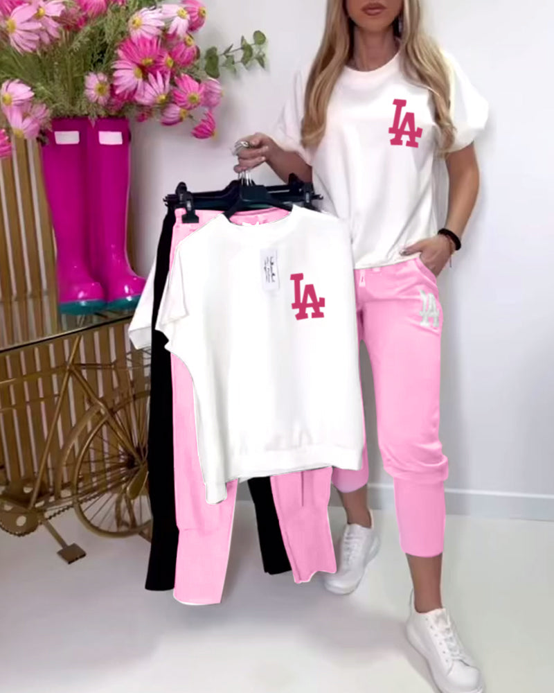 Léa | Zestaw Casual T-Shirt i Spodnie