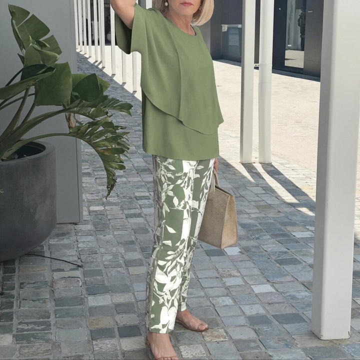 Monique | Elegancki Zestaw Dwu Częściowy z Rękawami 3/4