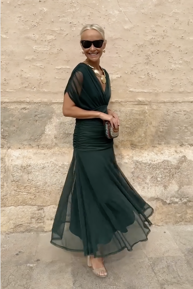 Luiza | Elegancka Sukienka Maxi z Dekoltem w Serek