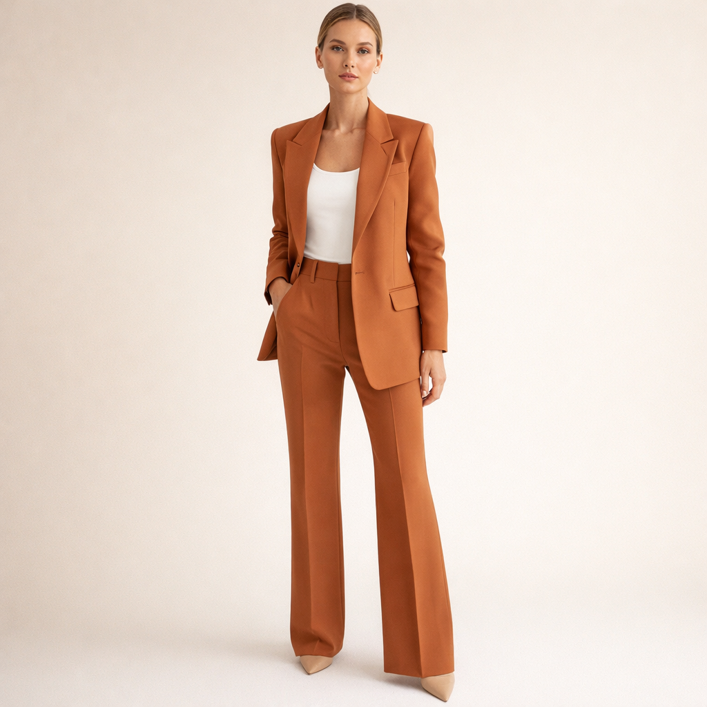 Vanessa | Elegancki komplet garniturowy z rozszerzanymi spodniami