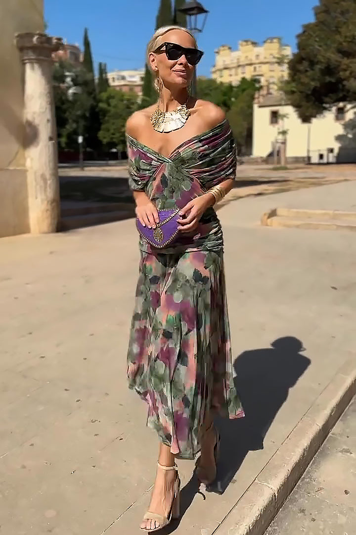 Luiza | Elegancka Sukienka Maxi z Dekoltem w Serek