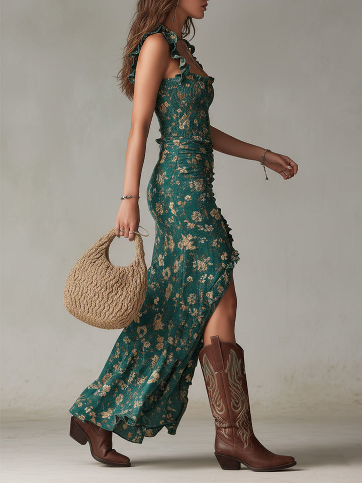 Halina | Retro Sukienka Maxi Boho
