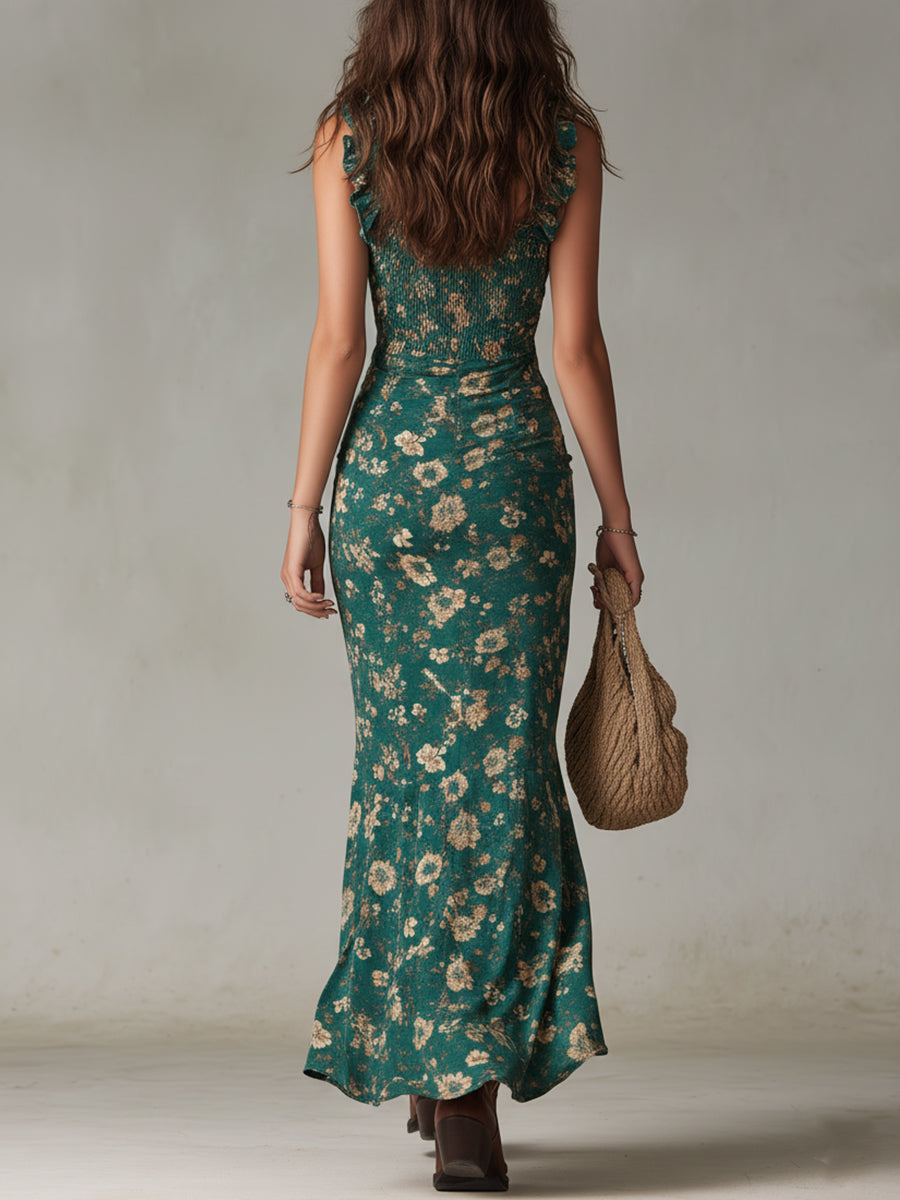 Halina | Retro Sukienka Maxi Boho