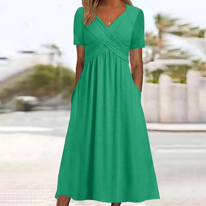 Izabela | Elegancka Sukienka Midi w Kształcie Litery A