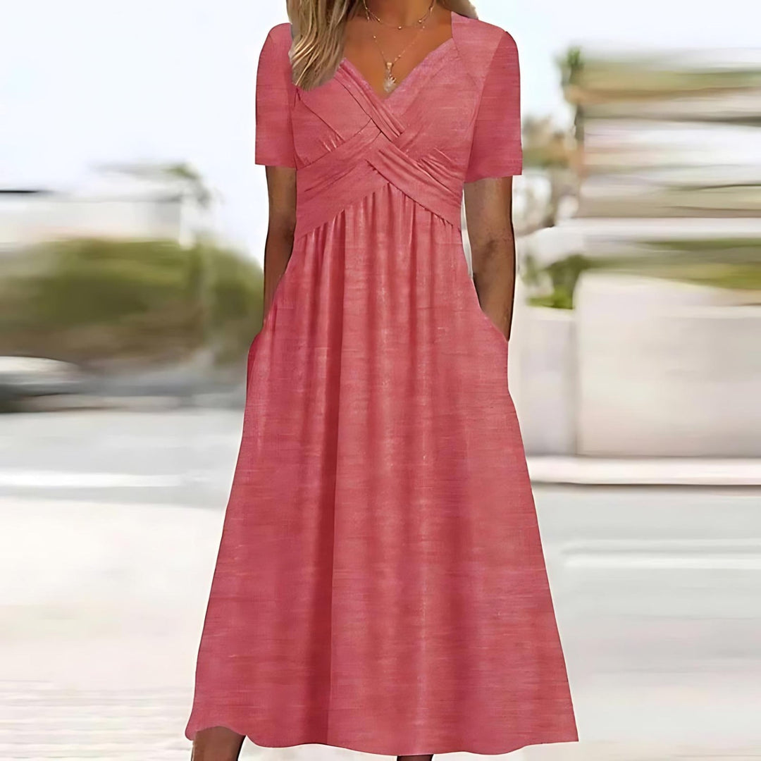 Izabela | Elegancka Sukienka Midi w Kształcie Litery A