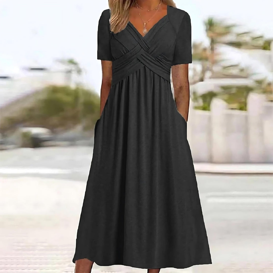 Izabela | Elegancka Sukienka Midi w Kształcie Litery A