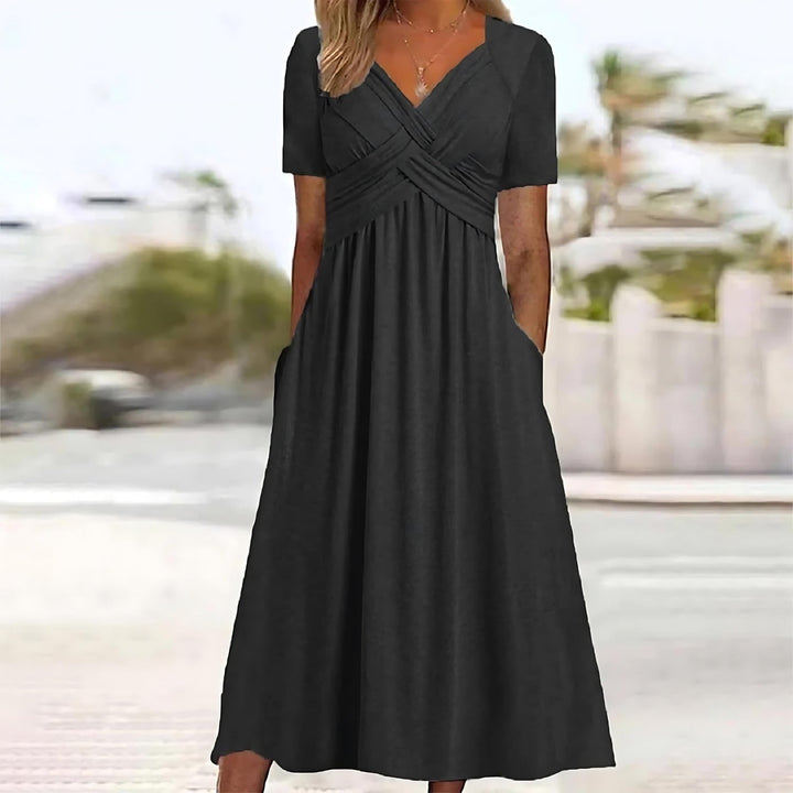Izabela | Elegancka Sukienka Midi w Kształcie Litery A