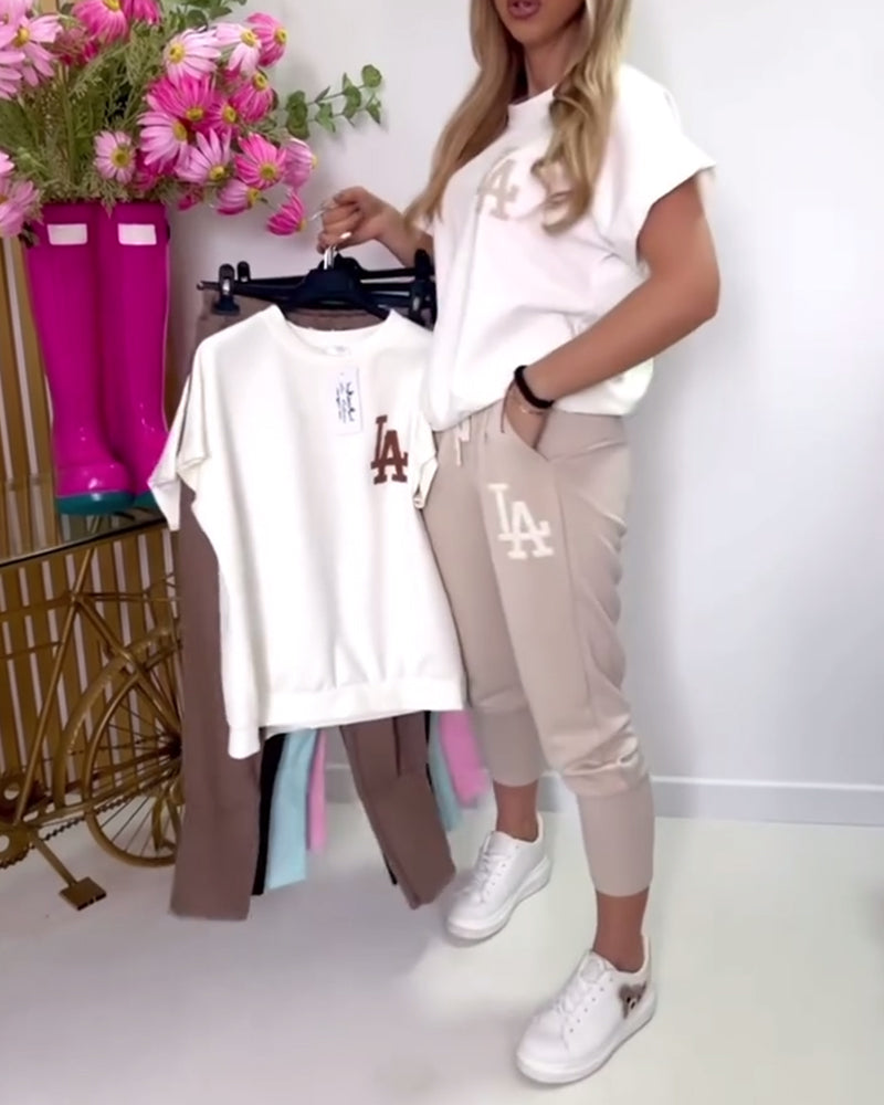 Léa | Zestaw Casual T-Shirt i Spodnie