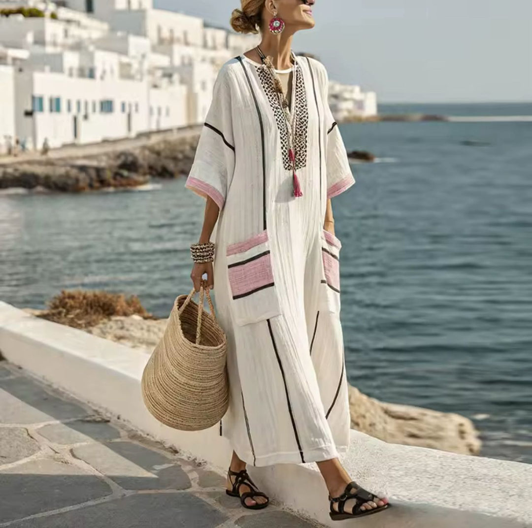 Elegancka Mary - Długa sukienka plażowa na modny letni wygląd